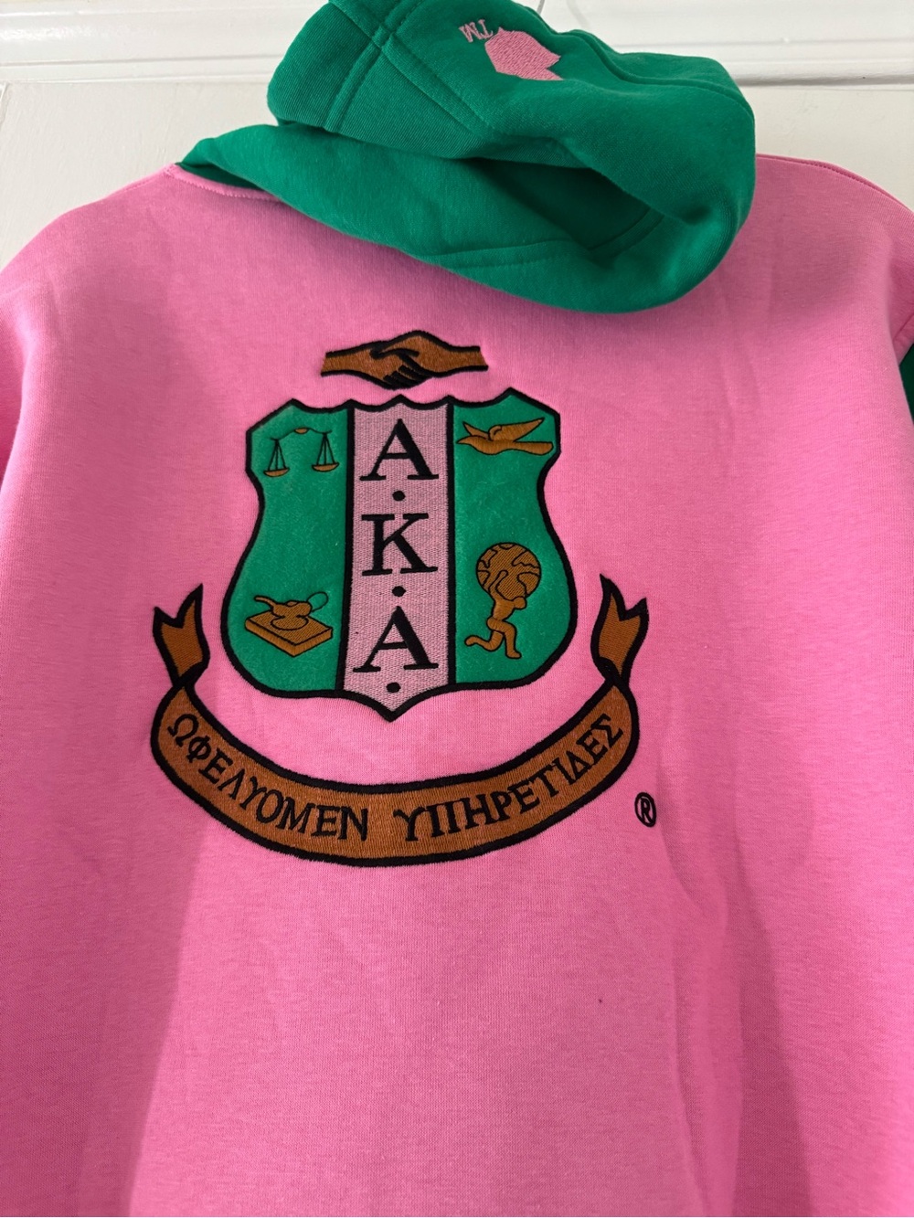 AKA Pink & Green Pullover Hoodie - Martha's Vineyard 1908 - Picture 4 of 14